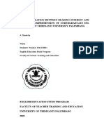 The Correlation Between Reading Interest and Reading Comprehension of Undergraduate Efl Students of Tridinanti University Palembang