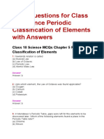 MCQ Questions For Class 10 Science Periodic Classification of Elements With Answers