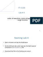 ITI 1120 Lab # 4: Order of Execution, More Strings, For-Loops, Range Function