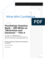 Psychology Question Bank - 440 MCQs On - Motivation and Emotions - Part 4