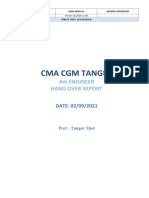 Cma CGM Tanger: 4Th Engineer Hand Over Report