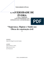 Relatório "Segurança, Higiene e Saúde Nas Obras de Construção Civil"