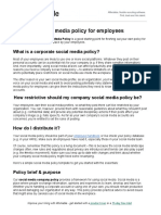 Company Social Media Policy For Employees