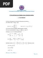 2 Ficha de Exercícios de ALGA (Algebra Linear e Geometria Analítica)