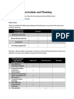 Curriculum and Planning