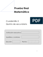 5to Secundaria Prueba Matemática Cuadernillo 2