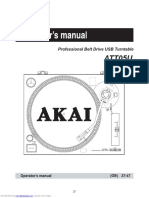 Akai - Professional Belt Drive Usb Turntable Att05u - Operator's Manual