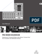 Behringer - Pro Mixer Dx2000usb - User's Manual