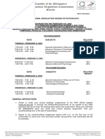 February 2022 Psychometrician and Psychology Board Exam Program