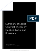 Summary of Social Contract Theory by Hobbes, Locke and Rousseau