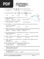 MCQ Worksheet-I: Class X: Chapter - 6 Triangles