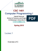 Computer Programming I: Spring 2015