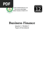 Business Finance: Quarter 1 - Module 3 Types of Investment