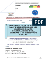 Evaluation de La Qualite de La CPN Recentree Dans Les Centres de Sante Communautaire de La Commune Ii Du District de Bamako