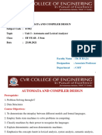 Unit I - Automata and Lexical Analyzer