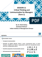 Session 11 Critical Thinking and Communication For Managers (Term 1)