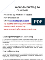 Management Accounting 1A - Lecture Notes