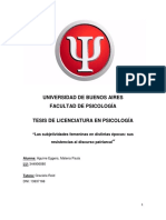 Universidad de Buenos Aires Facultad de Psicología: "Las Subjetividades Femeninas en Distintas Épocas: Sus