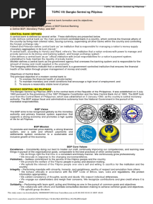 TOPIC VII: Bangko Sentral NG Pilipinas: Learning Objectives