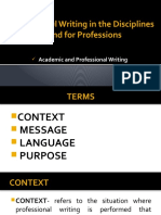 Presentation Purposeful Writing in The Disciplines and For Professions