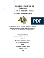 Modelamiento y Simulacion para Determinar El Nivel de Saturacion de Las Membranas en El Proceso de Osmosis Inversa