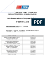 1a Convocacao Processo Seletivo Cursos Tecnicos 20201