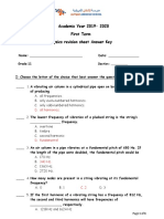 Grade 11A Answer Key Physics Revision Sheets 1