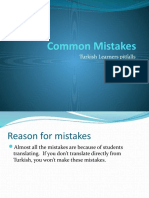 Common Mistakes of Turkish Learner