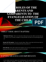 The Roles of The Parents and Godparents To The Evangelization of The Child