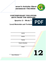 Learner's Activity Sheet Assessment Checklist: Contemporary Philippine Arts From The Regions Quarter 2 - Week 7