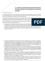 Denuncia Sobre Corrupción en Titulación en La Facultad de Educación