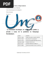 La Necesidad Tecnológica en La Educación Pública y Privada A Causa de La Pandemia en Sumpango Sacatepéquez.