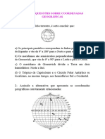 Questões Sobre Coordenadas Geográficas