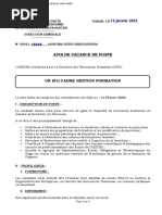 2022-Avp-16036-Asecna-Dgdd-Drhd-Drhda Du 12-01-2022 Un Cadre Gestion Formation - Direction Generale