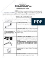 Masonry 9 Second Quarter-Week 3 Select Masonry Measuring Tools