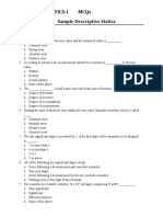 Biostatistics-I MCQS: Topic: Sample Descriptive Statics