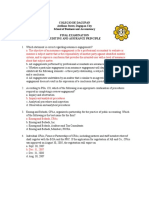 Colegio de Dagupan Arellano Street, Dagupan City School of Business and Accountancy Final Examination Auditing and Assurance Principle