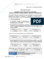 Circular DP 29-2020 Incremento para Jubilaciones y Pensiones. Decreto #692-2020 - Regimen General - Mensual Septiembre-2020