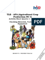 TLE - AFA (Agricultural Crop Production NC I) : Activity Sheet Quarter 1 - C1.2 Checking Materials, Tools and Equipment