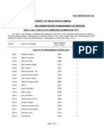 Master of Business Administration in Management of Services S IVth Semester 2011