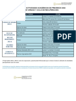 Cronograma de Actividades Académicas de Pregrado 2022