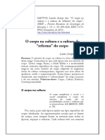 Corpo Na Cultura e A Cultura Na Reforma Do Corpo