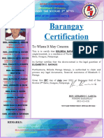 Barangay Certification: To Whom It May Concern