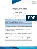 Guia de Actividades y Rúbrica de Evaluación - Unidad 1 - Tarea 1 Tarea 1 - Funciones de Varias Variables