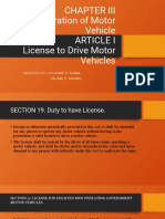 Operation of Motor Vehicle Article I License To Drive Motor Vehicles