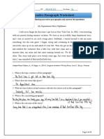 Narrative Paragraph Worksheet: Department