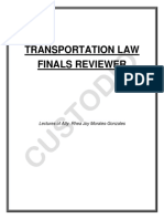 Transportation Law Finals Reviewer: Lectures of Atty. Rhea Joy Morales-Gonzales