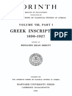 (Corinth) Benjamin D. Merritt - Greek Inscriptions, 1896-1927 (Corinth) - Volume VIII Part 1-American School of Classical Studies (1931)