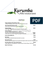 Kurumba Restaurant Menu