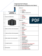 Assignment For S1 Classes: (Answer All Questions in The Table Below by Circling The Correct Letters)